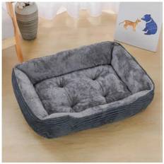 Säng för hund Katt Husdjur Fyrkantig Plysch Kennel Medium Liten Hund Bäddsoffa Kudde Pet Lugnande Hund Säng Hus Husdjurstillbehör Tillbehör L (65X45CM)