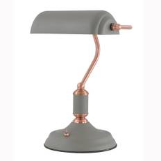 Lumiere Modbury Bankers Table Lamp Toggle Switched in Textured Grey &a