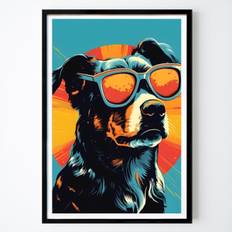 Pop Art Poster: Hund med solglasögon popkonst av FloArtz