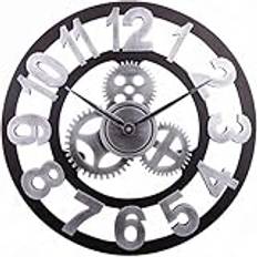 Industrial Gear Wall Clock Gear Hanging Clock Wind up Clock Vintage Clock Black Wall Clock Industrial Wall Clock Outdoor Decor Mechanism Gear Clock,Digital silver,27.5 inch