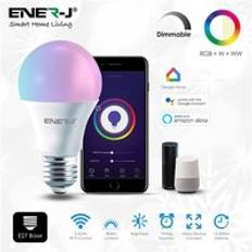 Ener-J 9W Smart Wi-Fi A60 Bulb, 806 Lumens, RGB+W+WW, E27 Holder