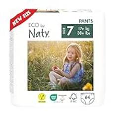 Eco by Naty Baby Windeln Pants - umweltfreundliche Premium-Bio Höschenwindeln aus pflanzenbasierten Materialien, sehr saugfähig und frei von gefährlichen Chemikalien (Größe 7) | 64 Stück (4er Pack)