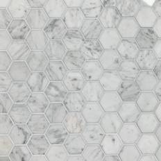 Carrara Marmor Hexagon mosaik 5cm