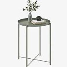 Round Small Side Table, Metal End Table with Removable Tray Modern Style Sofa Side Table, Accent Table for Living Room, Bedroom, Balcony, Office(Green)