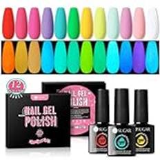 UR SUGAR UV nagellack neon, UV gel nagellack lysande i mörkret 12 färger shellack nagellack neon rosa blå röd gul gellack färger lysande in the dark nagel gel nagelsalong design manikyrset