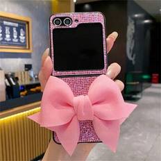 Koreansk Y2K Lovely Pink Bow Sparkling Phone Case Kompatibel med Samsung Galaxy Z Flip 6 Flip 5 Flip 4 Flip 3 5G Lyxigt hållbart hårt skal bakstycke - Rosa (Galaxy Z Flip3 5G,Galaxy Z Flip5,Galaxy Z Flip4 5G,Galaxy Z Flip6)