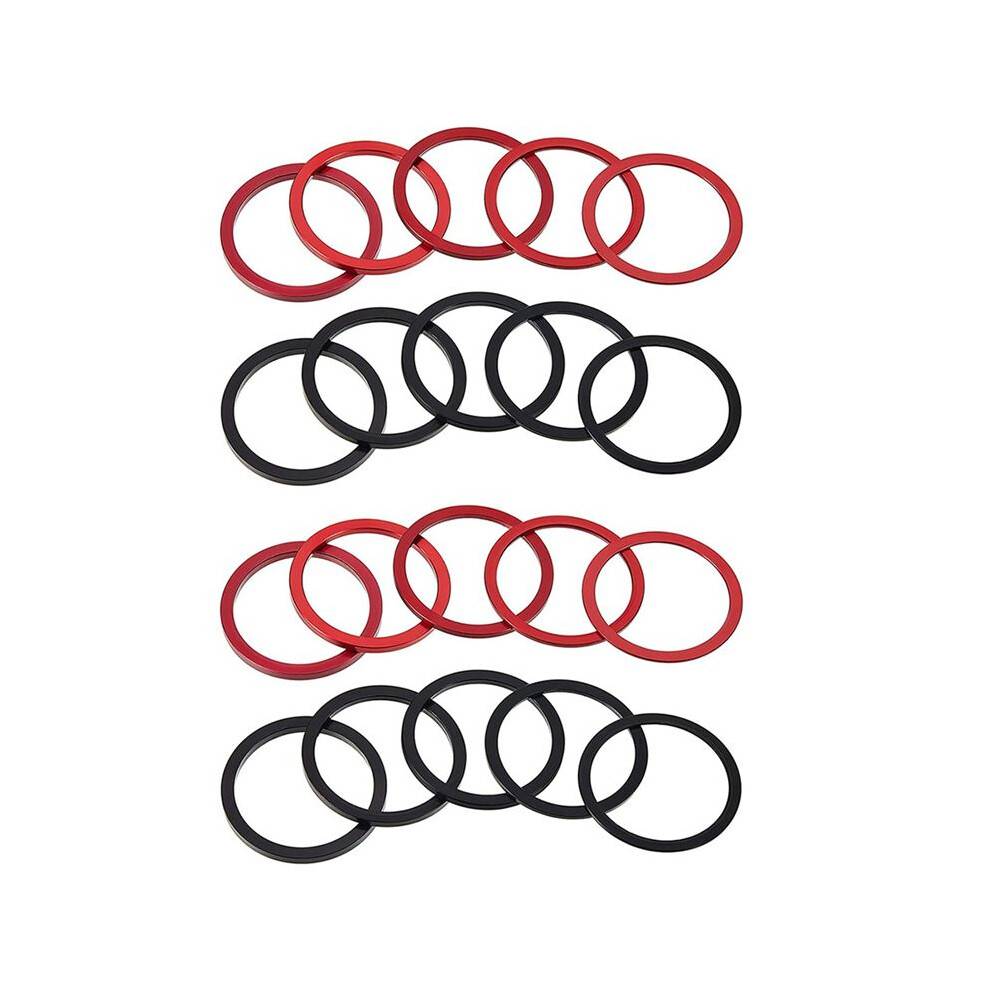 20 Pieces Bike 7 8 9 10 11 Speed Cassette Steering Wheel Hub Spacers 1mm 1.5mm 2mm 2.5mm 3mm Crank Washer (Black, Red)