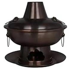 TAUIANE Chinese Copper Hot Pot, Old Beijing Charcoal Copper Hotpot, with Lid, Easy to Clean, Split Design, Hot Pot Cookware, for Kitchen Catering Parties Hotels Dining,Copper,30cm