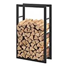 [en.casa] Vedhylla Täby vedhylla inomhus utomhus metall 60 x 25 x 100 cm träskydd stapelstöd för ved, trälager, vedställ svart