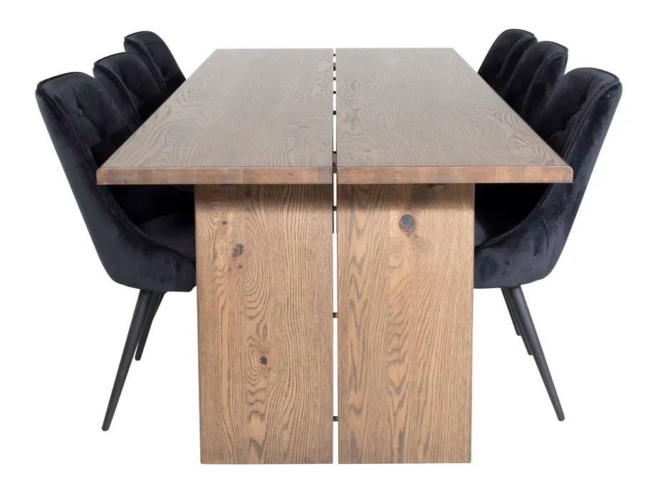 Venture Design Logger & Velvet spisegruppe Natur/matstol 6 st stole & borde 210 x 100 cm