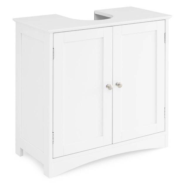 Badeværelsesvaskeskab, 2 døre, U-udskæring, hvid 60 cm