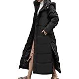 Sawmew Lång Dunjacka Dam Vinterjacka Varm Parkajacka Med Huva Quiltad Jacka Ledig (Color: Black, Size: XXL)