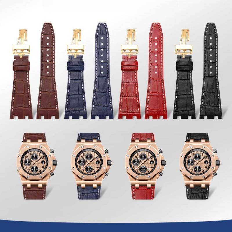 För AP Audemars Piguet Royal Oak Serie Klockarmband Herr AP15400 26320 Äkta Koskinn Klockarmband Spänne i Rostfritt Stål 26mm