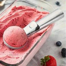 1 st glassskopa i rostfritt stål, perfekt för fryst yoghurt, multifunktionell glassskopa, skopa i rostfritt stål för dubbel användning, non-stick glas - Silver (L,M)