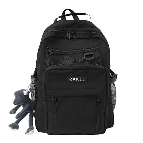[RAKEE] Women's Backpack, Large Capacity, Town Backpack, Business Backpack, Black, Outdoor, Boys, Girls, School Backpack, High School Students, Commut