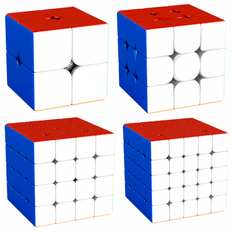 MFJS MeiLong 2x2, 3x3, 4x4, 5x5 Magnetic Bundle Stickerless - 4 Magic Cubes