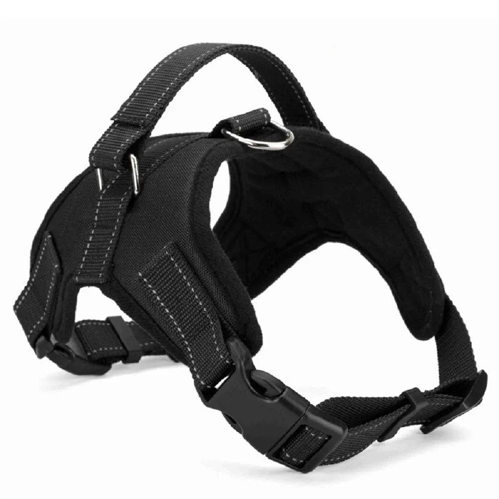 Padded Reflective Dog Harness Vest – Nylon, S to XL - Black / M (M)