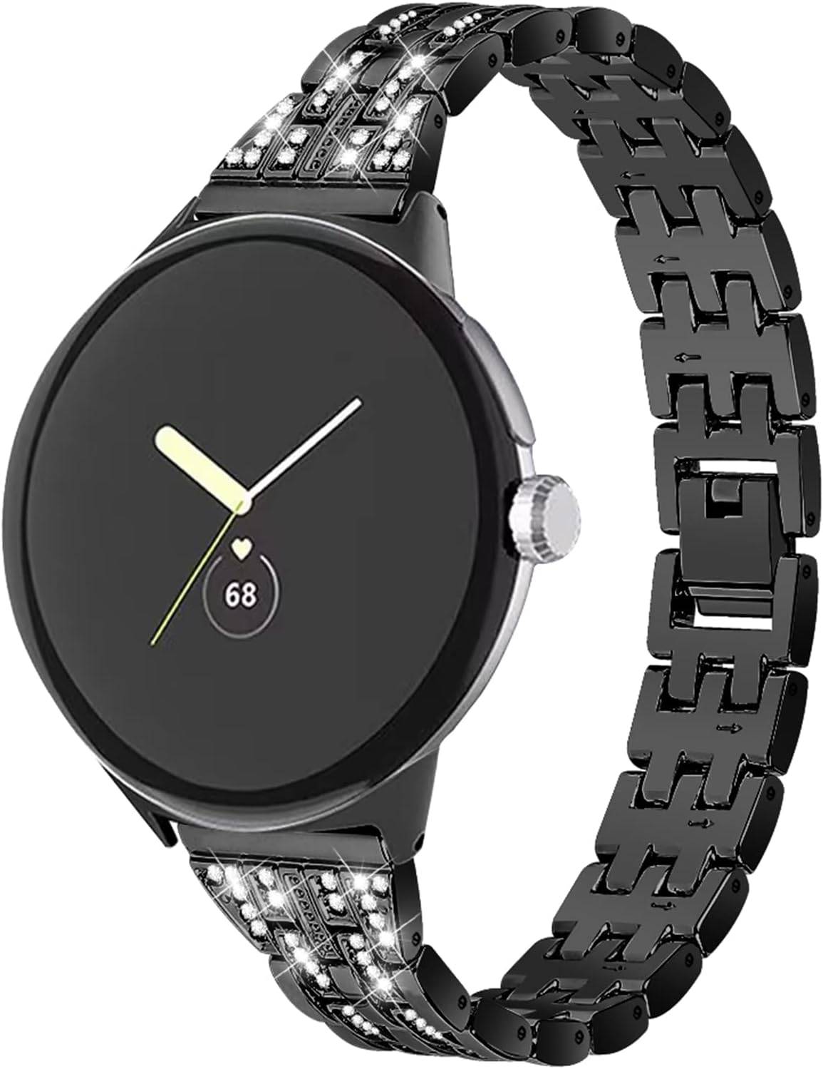 Metallband för Google Pixel Watch 4 (3 x 41mm) / Klocka 2 (1 x 1 mm), Kristallarmband gray
