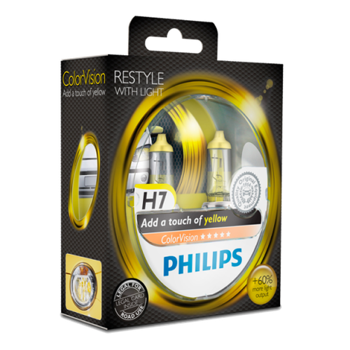 H7 Pære Gul 55W - Philips ColorVision Yellow - 2 stk