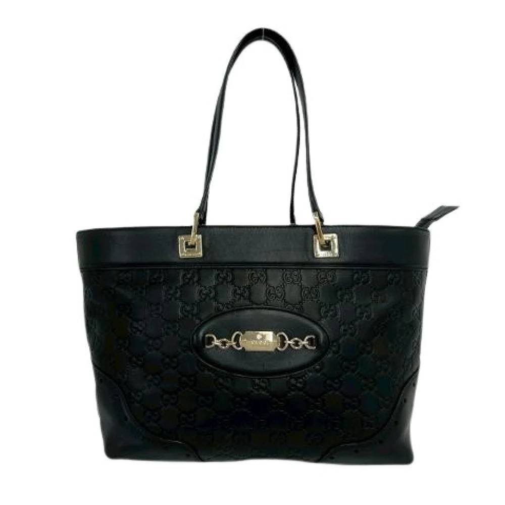 Gucci Vintage Pre-owned Læder Tote Taske - Vintage - Dame - Sort - ONE SIZE - Læder