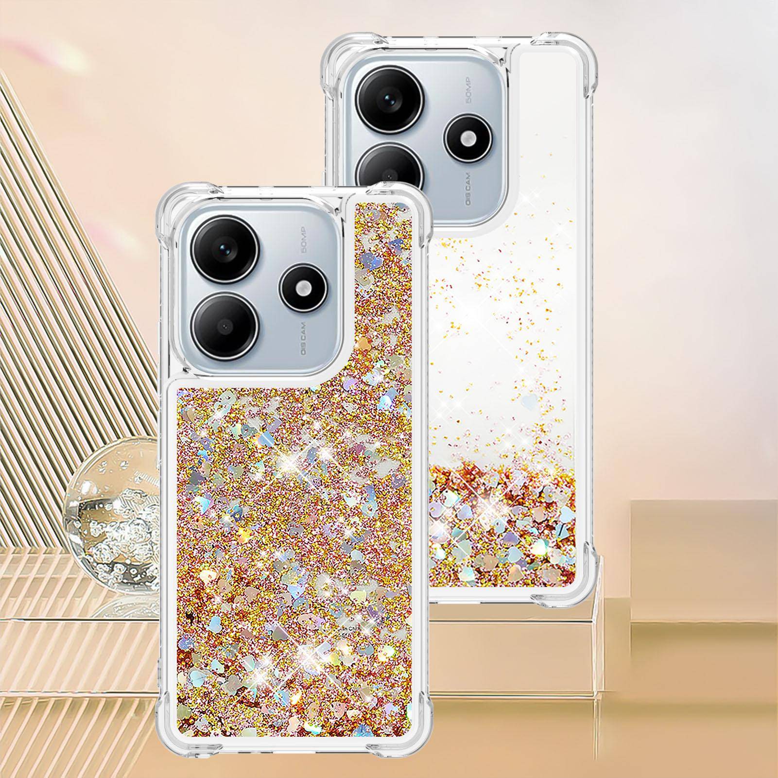 Bling Glitter Flytande Kvicksand Mobilskal För Xiaomi Redmi Note 14 4G Note14 Poco M7 Pro 5G Anti-fall Skydd Snyggt Genomskinligt Skydd