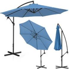 Haveparaply på bom, rund, vipbar, dia. 300 cm blå