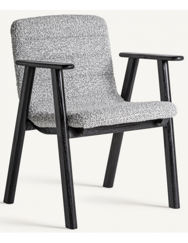 JACQUARD Spisebordsstol i mangotræ og bouclé H80 cm - Sort/Grå