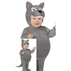 FIESTAS GUIRCA | Småbarn vargdräkt (2-3 år) - huva, svans och apa - djurdräkter för World Book Day, Halloween och barnkalas - perfekt för småbarn unisex - grå