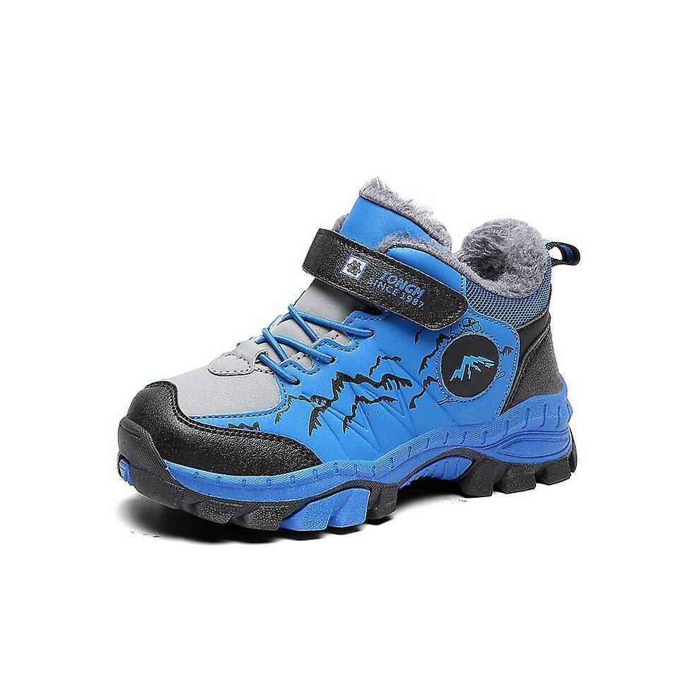 (31, Blue) Kids Hiking Shoes Breathable Sneakers Non-Slip Boys Girls Winter Shoes Y113