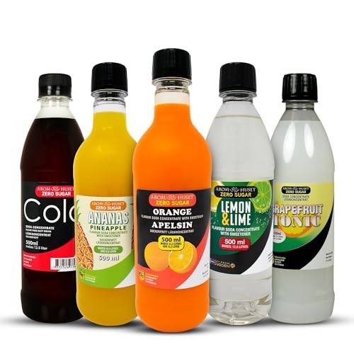 5-pack Aromhusets läskkoncentrat - Cola, Grape Tonic, Apelsin, Fruktsoda och Ananas