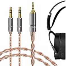 Geekria 2,5 mm balanserad kabel kompatibel med HIFIMAN SUNDARA, HE4XX, 400i, HE1000V2, Denon AH-D600, AH-D7200, 5N OCC silverpläterad flätad ljudkabel (2,5 mm till dubbel 3,5 mm hane/1,5 m)