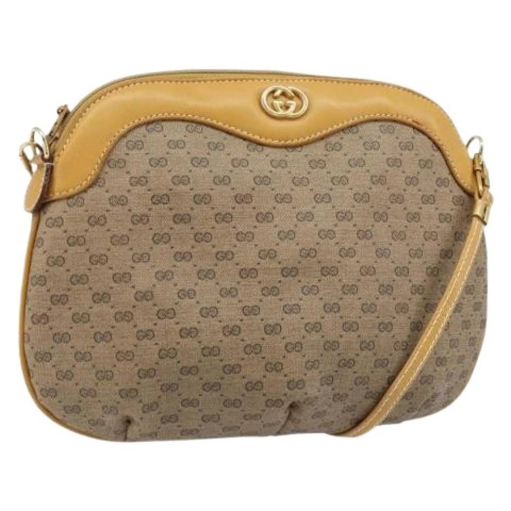 Gucci Vintage - Pre-owned Micro Small GG Canvas Axelremsväska Vintage - Dam - ONE Size - Läder
