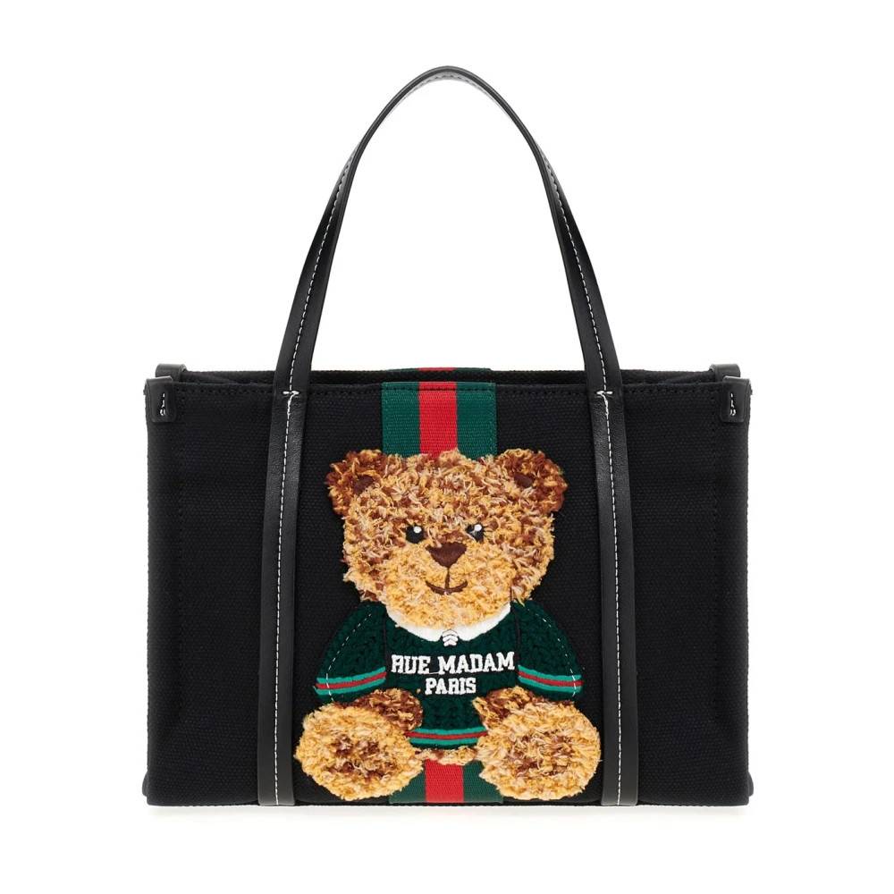 Rue Madam Trefarvet Teddy Mini Tote Taske - Tasker - Dame - Sort - ONE SIZE - Bomuld