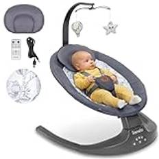 LIONELO Ralf 2in1 Babysitter Och Vilstol, Fjärrkontroll, 12 Melodier, Två Gungriktningar, 5 Gunghastigheter, Lås, Ryggstödsjustering, Timer, Tyst Drift