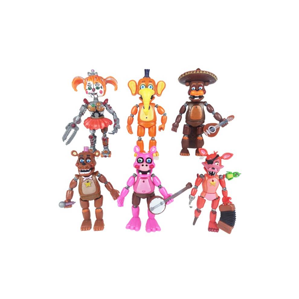 (Pizza 6pcs)Set Fnaf Action Figure Security Breach Five Nights At Freddys Action Figure Toy