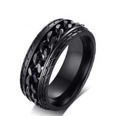 8 mm. Spinner ring i svart stål ., DSR1411B
