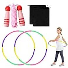 Rockring barn, fitness rockring för barn med hopprep, rockring barn från 4 år, 8 delar avtagbar och justerbar design för gymnastik, fitness, dans