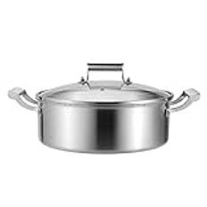 Tri-Ply rostfritt stål varm gryta med lock, Shabu Shabu Hot Pot, mångsidig grytstekpanna, soppkokkärl för köksmatlagning, 34 cm