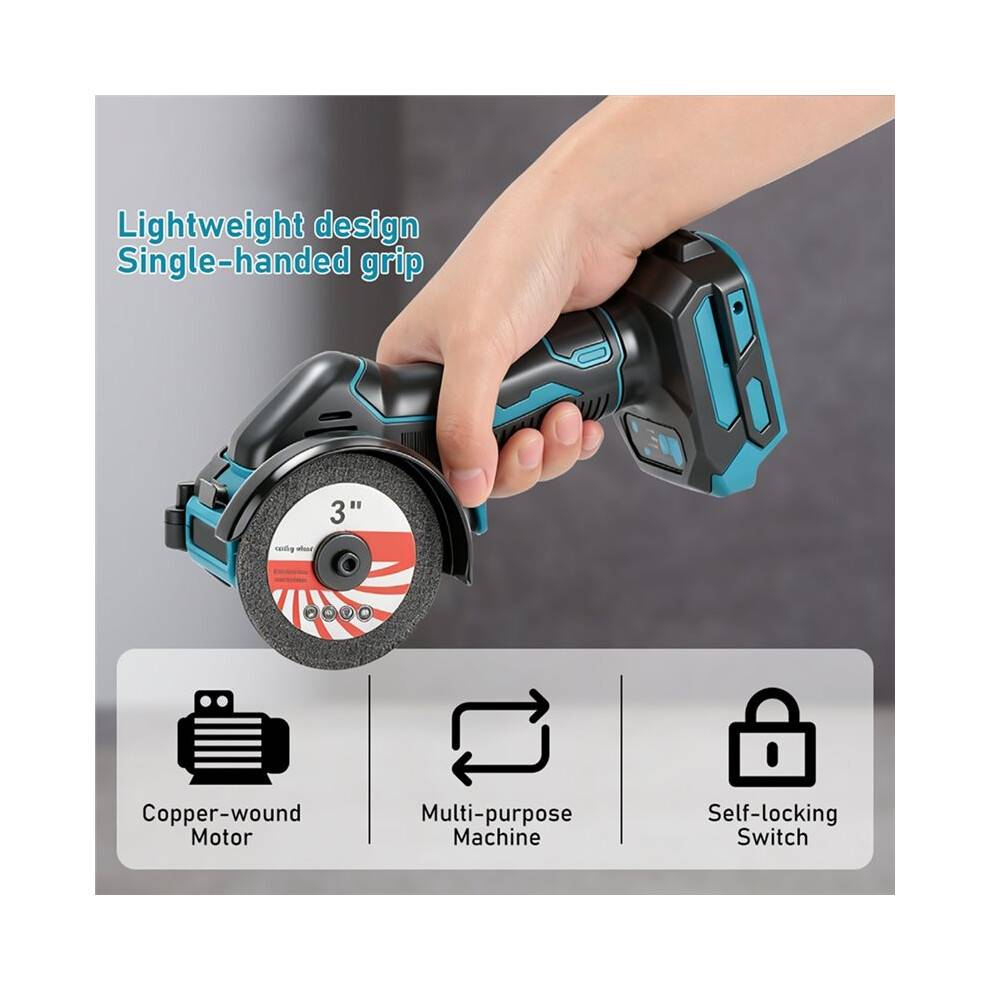 3Inch Cordless Angle Grinder 21V 20000RPM Portable Polishing Cutting Power Tool Fit for Battery Grinder