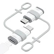 MoKo Lightning Female to USB C Male Adapter 2 Pack, Type C Charger Connector for iPhone 15 Pro Max Plus, iPad, iPhone to USB C Adapter Support Charging/Data Transfer, NOT for Audio/OTG, White + Gray