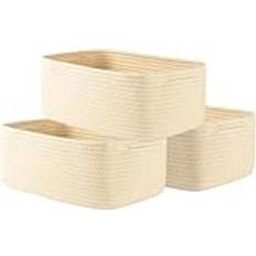 Liten vävd korg, förvaringskorg för organisering, söt liten rephylla garderobskub förvaringskorgar för hyllor, hundleksakskorg, presentkorgar tomma, 3-pack (beige, 33,5 tum L x 23,5 tum B x 13,5 tum