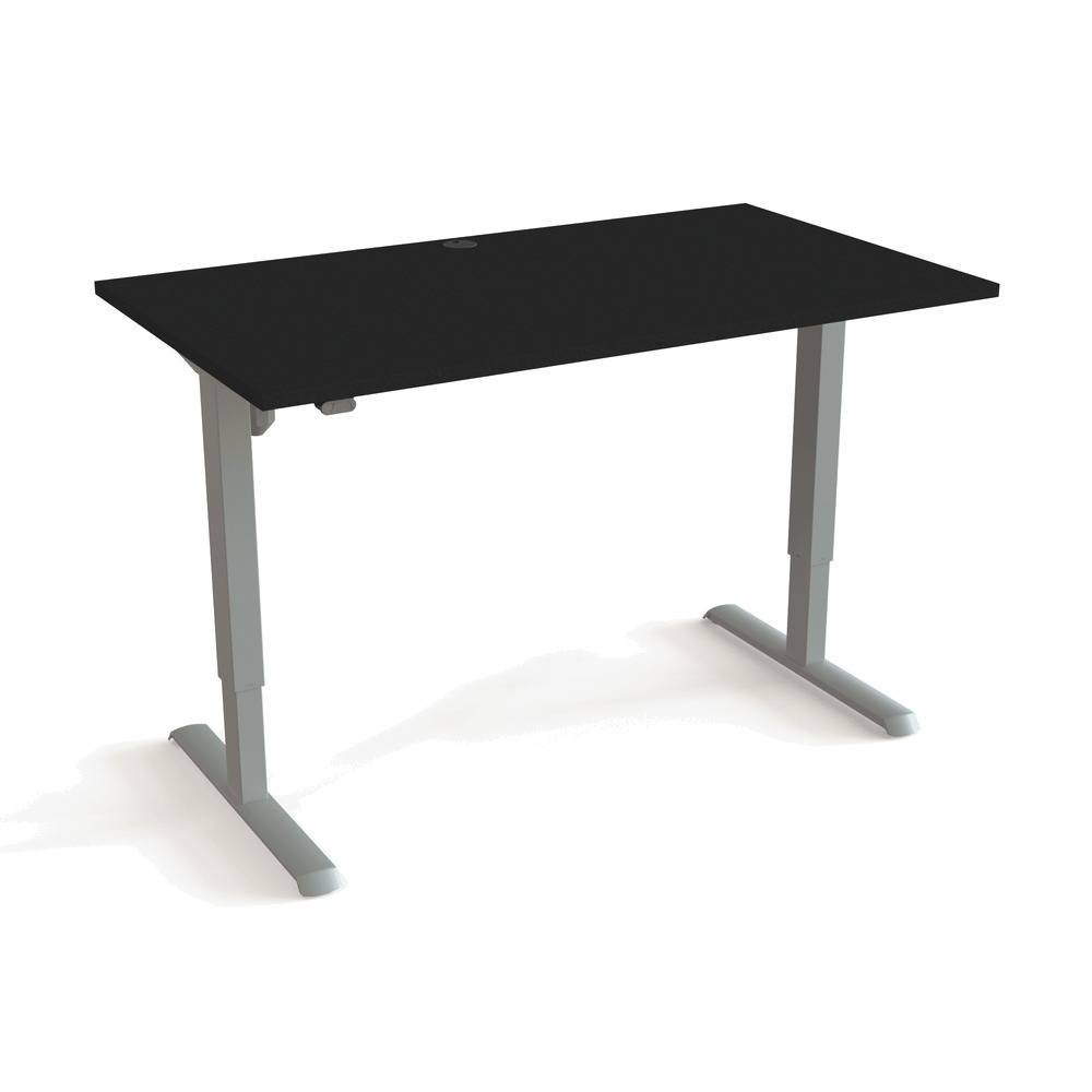 ConSet 501-33 Hæve-/sænkebord 140x80cm, sort med sølv stel.