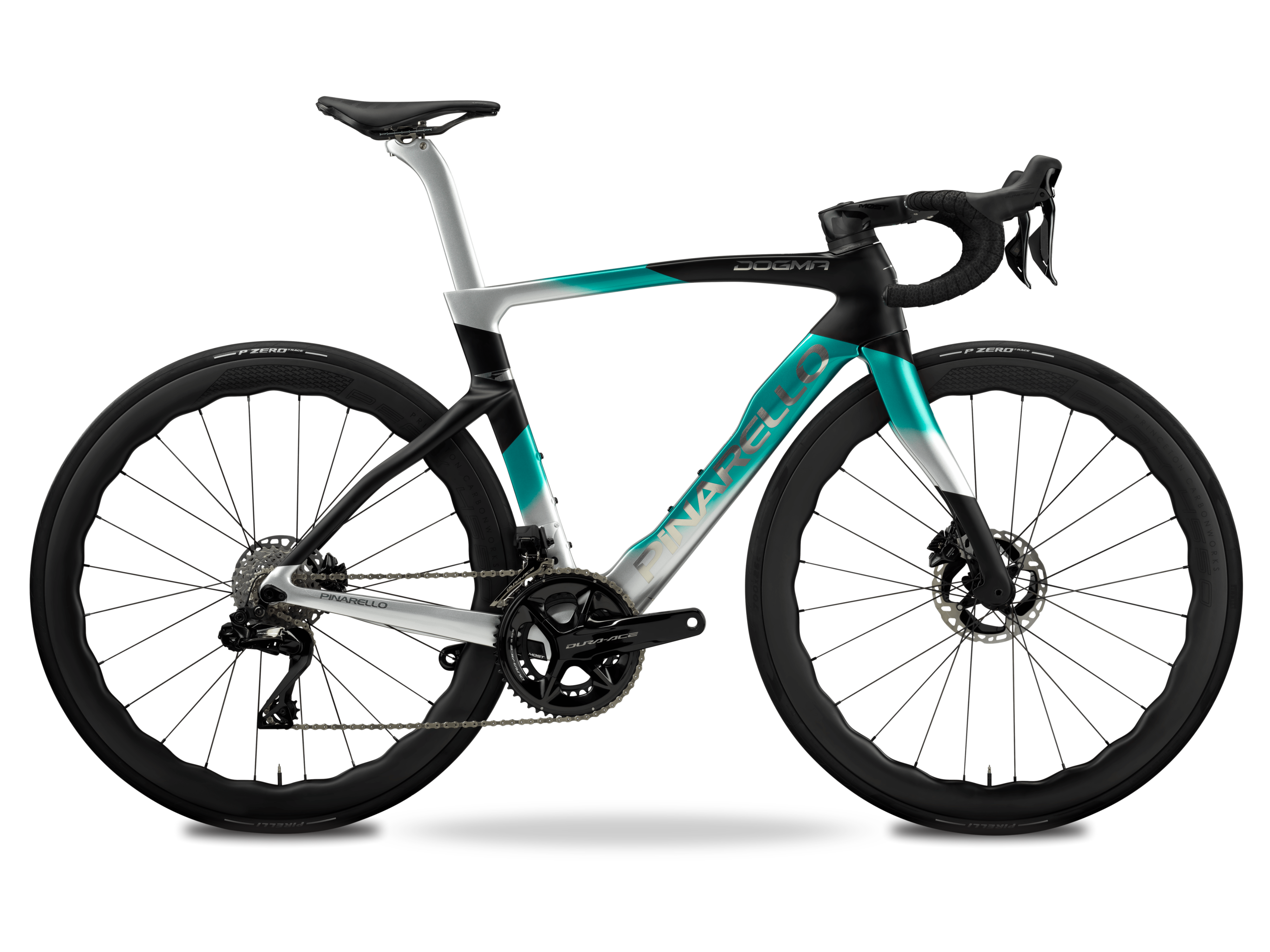 Pinarello Dogma F 2024 - Shimano Dura-Ace R9270 Di2 2x12sp - Shimano Dura-Ace C50 - 079 / 530 / NEBULA GREEN SILVER (530)