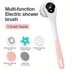 TEMU Electric Bath Back Scrubber With Soft Bristles And A Long Handle, A Back Brush And Bath Towel For Scrubbing During Showers.
