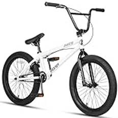 Avasta Hesper Barncykel på 20 tum, Freestyle BMX med 4 dubbar, cyklar för barn mellan 6 och 14 år och nybörjare, vit