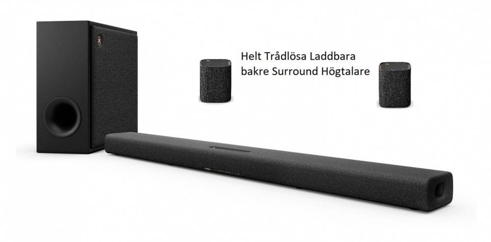 Yamaha True X Bar 50A - inkl Trådlösa laddbara Surround Högtalare Carbon Grey - Mörk Grå