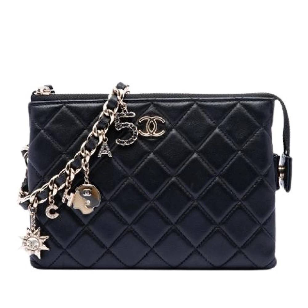 Chanel Vintage Pre-owned Quilted Lambskin Clutch - Vintage - Dame - Sort - ONE SIZE - Læder
