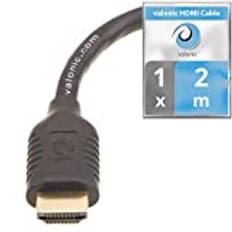 valonic HDMI-kabel, 2m - 4k, ARC, UHD, Full HD, Ethernet, svart, 200cm TV-kabel, monitorkabel - hdmi-kabel för PC eller Switch