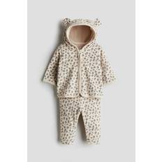 Lys Beige/Leopardmønstret 2-delt sæt i fleece - Size: 68 (4-6M) - H&M