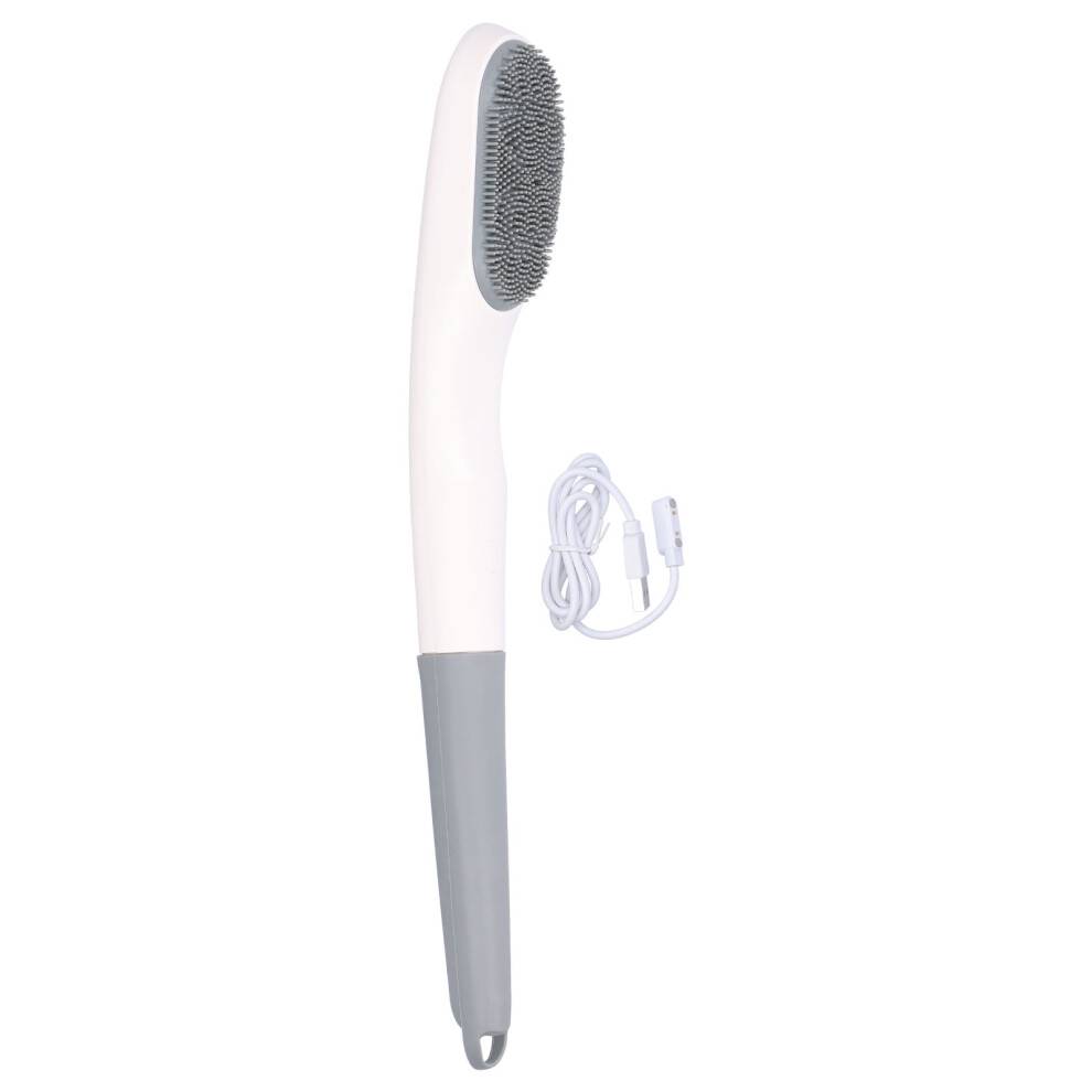 Patenteret fodplejeværktøj til pedicure derhjemme, justerbar fodskrubber med ergonomisk børstehoved, grå, 3 justerbare gear, 7300 vibrationer pr.